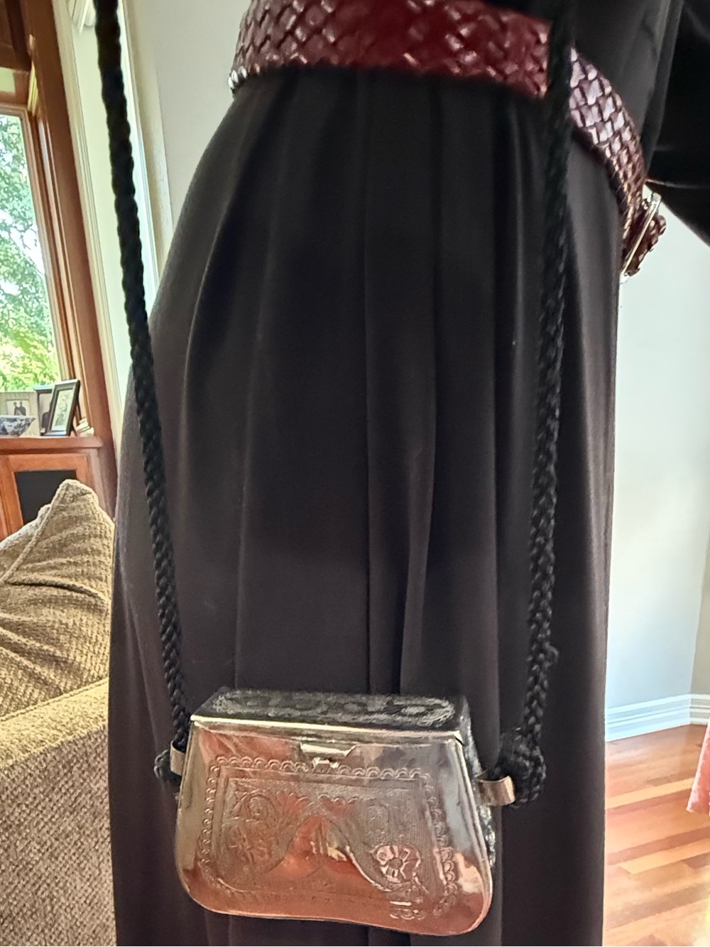 Vintage Silver-plated Crossbody Bag - Women